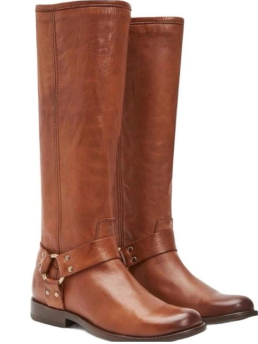 FRYE Women’s Phillip Harness Tall Leather Riding Boots in Cognac Brown Size 9